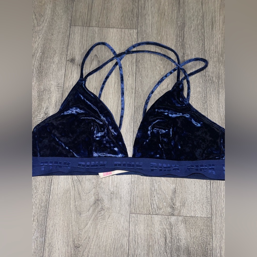 navy blue velvet bralette